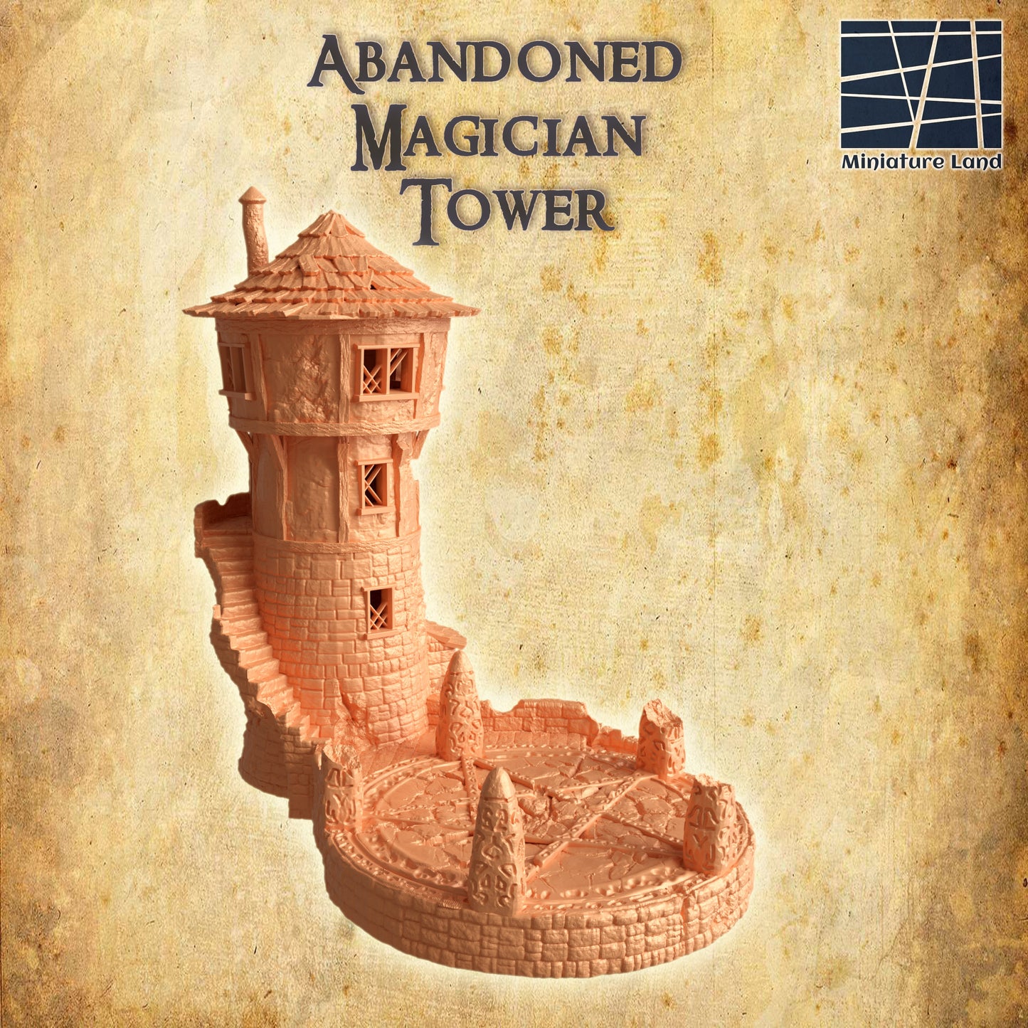 verlassener Magierturm mit Zubehör Mittelalter 3D Terrain Gebäude DnD RPG Tabletop