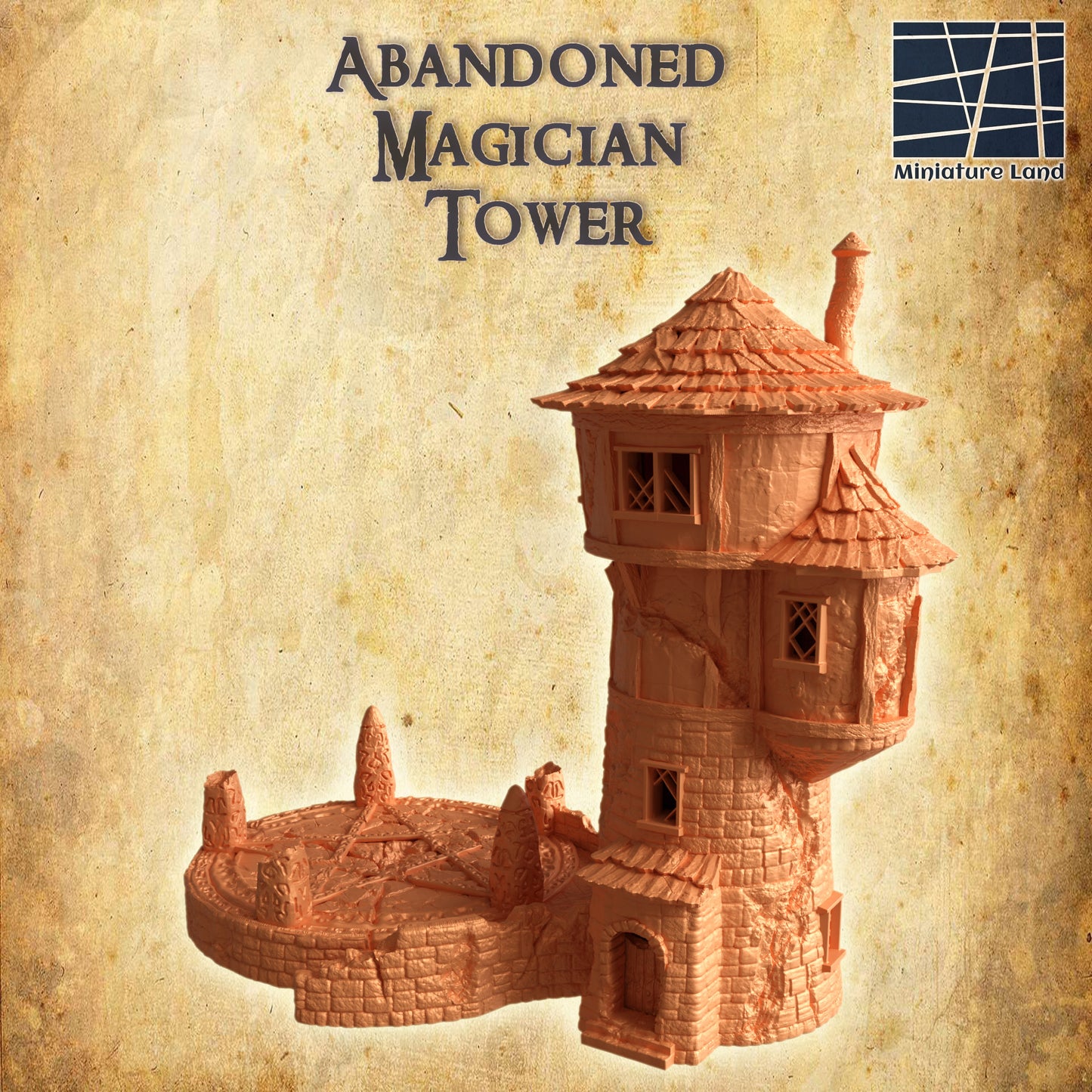 verlassener Magierturm mit Zubehör Mittelalter 3D Terrain Gebäude DnD RPG Tabletop