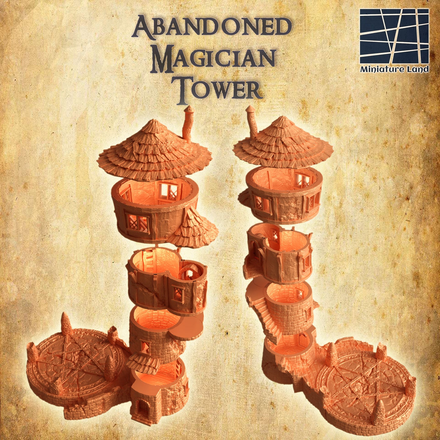 verlassener Magierturm mit Zubehör Mittelalter 3D Terrain Gebäude DnD RPG Tabletop