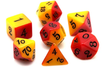 Half Yellow Half Red RPG Dice Set