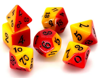 Half Yellow Half Red RPG Dice Set