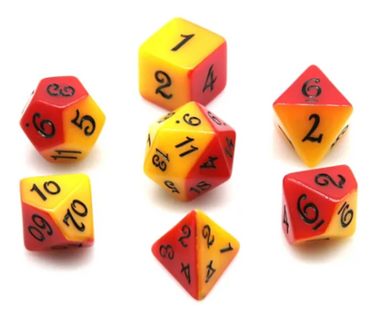 Half Yellow Half Red RPG Dice Set