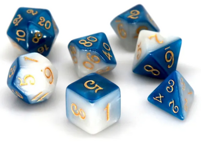 Half Blue Half White RPG Dice Set