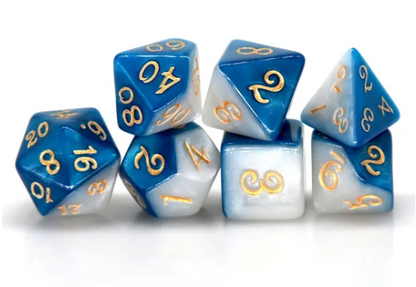 Half Blue Half White RPG Dice Set