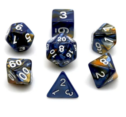 Blue and Orange RPG Dice Set