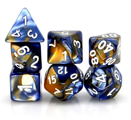 Blue and Orange RPG Dice Set