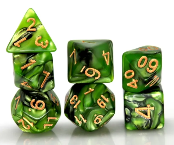 Green and Black RPG Dice Set