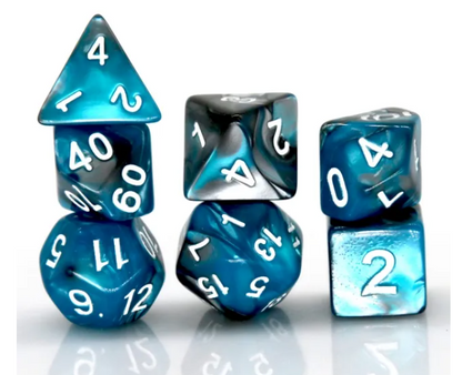 Blue and Silver RPG Dice Set