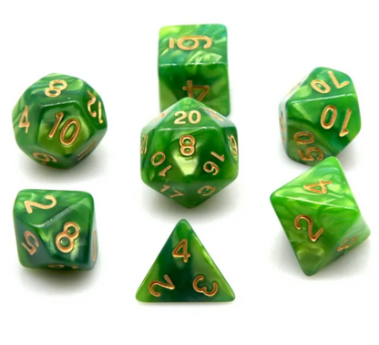 Grass Green and Dark Green RPG Dice Set