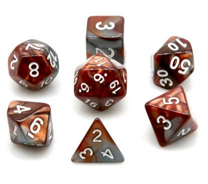 Brown and Silver RPG Dice Set