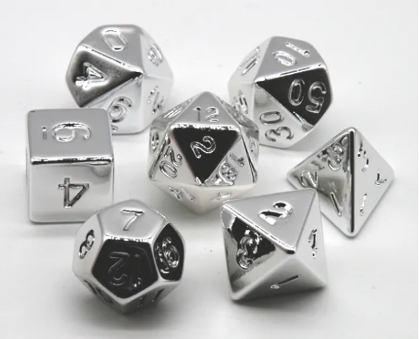 Silver Electroplating RPG Dice Set