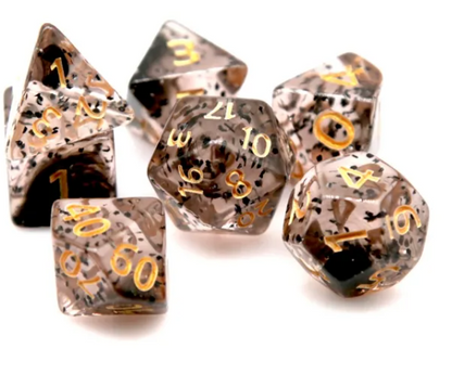 Black Blown Foil RPG Dice Set