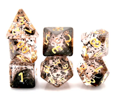 Black Blown Foil RPG Dice Set