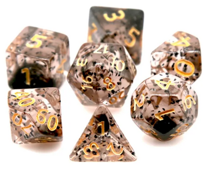 Black Blown Foil RPG Dice Set