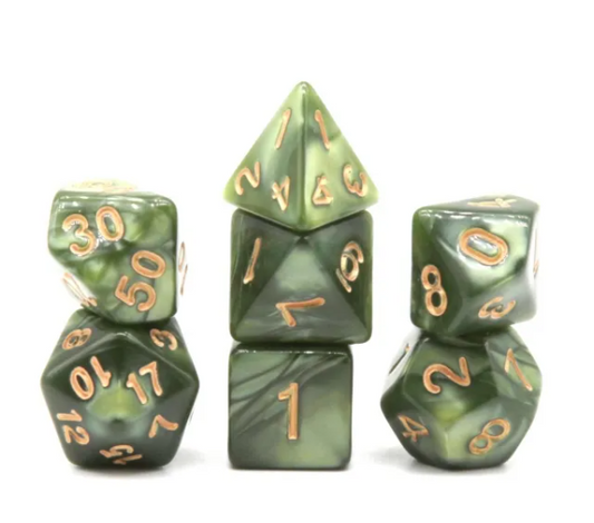 Dark Green Gras RPG Dice Set