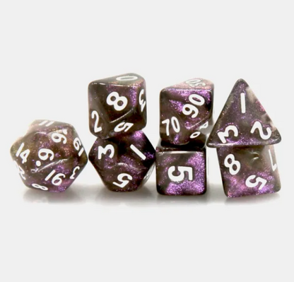 Small Brown Aurora Glitter Dice RPG Dice Set