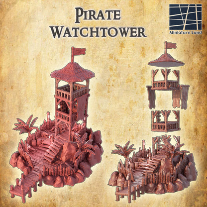 Piraten Wachturm mit Zubehör Mittelalter 3D Terrain Gebäude DnD RPG Tabletop