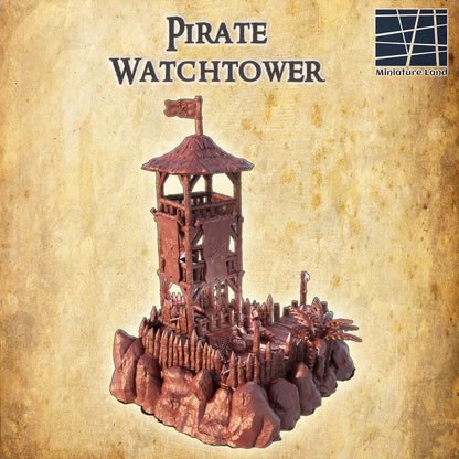 Piraten Wachturm mit Zubehör Mittelalter 3D Terrain Gebäude DnD RPG Tabletop