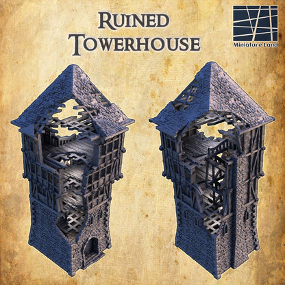 Turmhaus Ruine Mittelalter 3D Terrain Gebäude DnD RPG Tabletop