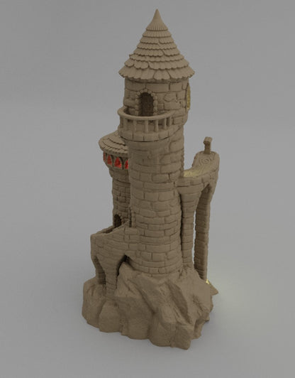 Kleiner Magierturm Mittelalter 3D Terrain Gebäude DnD RPG Tabletop