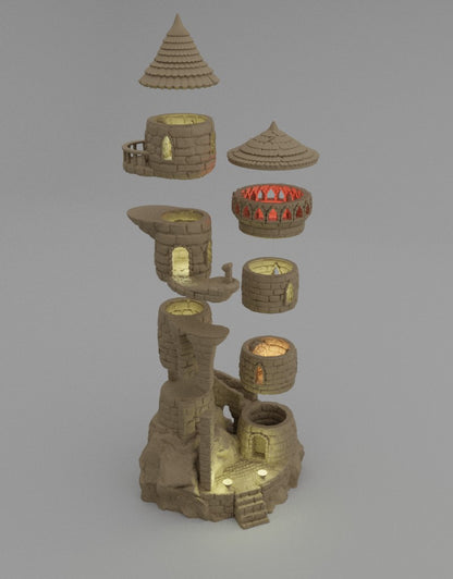 Kleiner Magierturm Mittelalter 3D Terrain Gebäude DnD RPG Tabletop