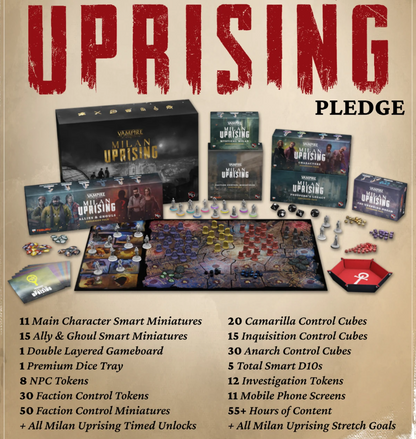 Vampire: The Masquerade - Milan Uprising All-In Upising Pledge + Stretch Goals + GF Exclusives Englisch, Deutsch, Französisch, Italienisch, Spanisch