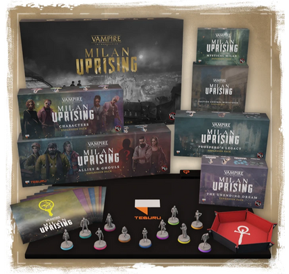 Vampire: The Masquerade - Milan Uprising All-In Upising + Teburu Pledge + Stretch Goals + GF Exclusives Englisch, Deutsch, Französisch, Italienisch, Spanisch