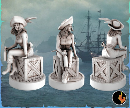 Bella Pirate Girls Ravi DnD Dungeons and Dragons Tabletop Wargame Miniature RPG NPC 3D