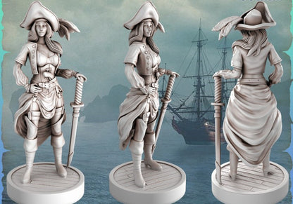 Clarisse Pirate Girls Ravi DnD Dungeons and Dragons Tabletop Wargame Miniature RPG NPC 3D