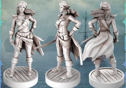 Lana Pirate Girls Ravi DnD Dungeons and Dragons Tabletop Wargame Miniature RPG NPC 3D