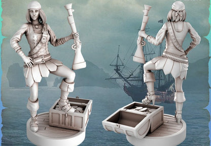 Lynda Pirate Girls Ravi DnD Dungeons and Dragons Tabletop Wargame Miniature RPG NPC 3D