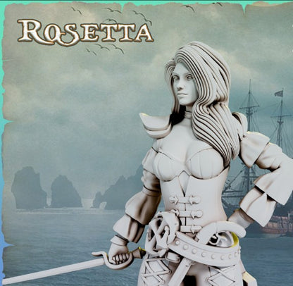 Rosetta Pirate Girls Ravi DnD Dungeons and Dragons Tabletop Wargame Miniature RPG NPC 3D