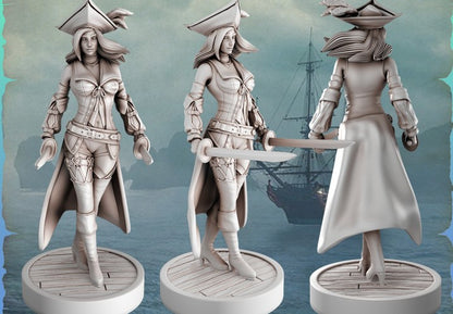 Theresia Pirate Girls Ravi DnD Dungeons and Dragons Tabletop Wargame Miniature RPG NPC 3D