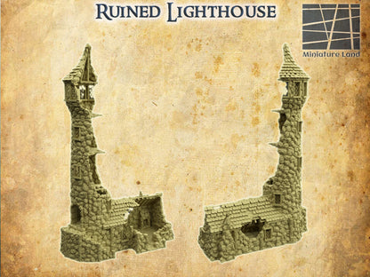 Leuchtturm Ruine Mittelalter 3D Terrain Gebäude Miniature Land DnD RPG Tabletop