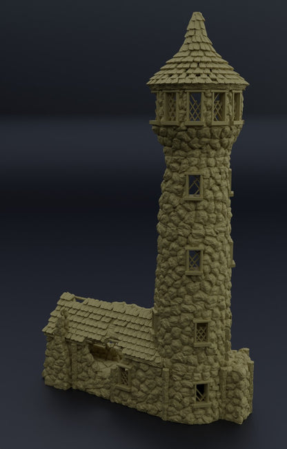 Lighthouse Ruin Medieval 3D Terrain Building Miniature Land DnD RPG Tabletop